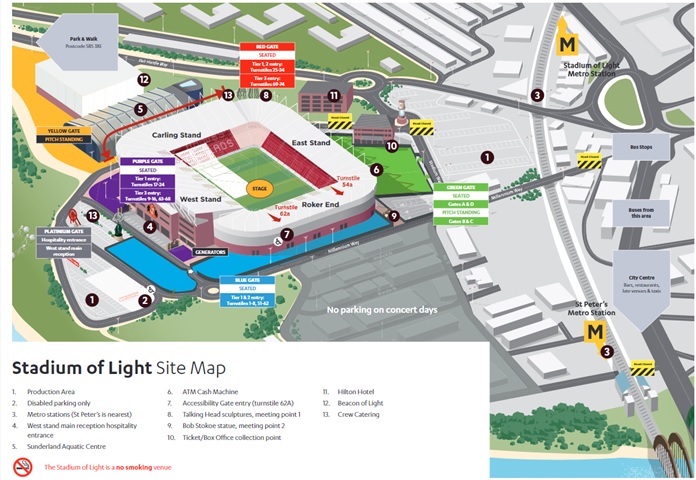 Stadium of Light Concert Stadium Map