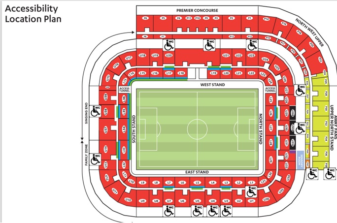 Stadium of Light Accessible Toilet Location Plan
