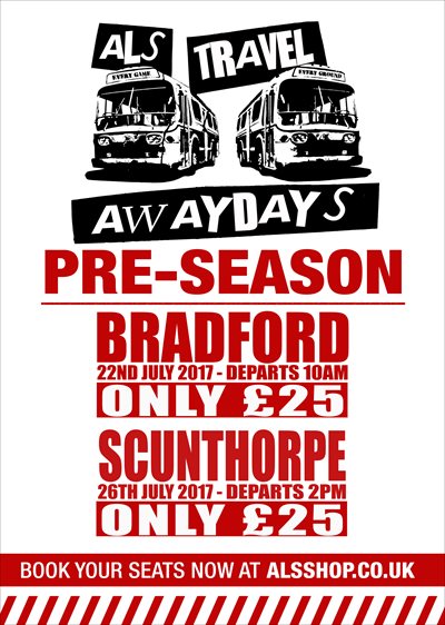 ALS coach travel for Bradford City and Scunthorpe United.